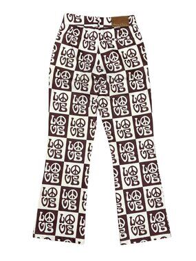 House of Sunny Hippie Flared Bellbottom Pants Brown Peace & Love Womens 26x30